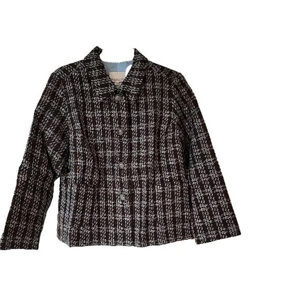Monterey‎ Bay NWT Tweed Blazer Lady Jacket Brown/Blue Lined Size 12P - Picture 1 of 10